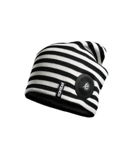 Slim Warm Beanie black-white small stripes