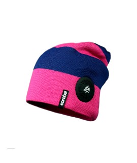 Slim Warm Beanie blue-pink big stripes