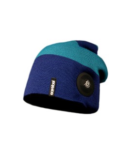 Slim Warm Beanie blue-turquoise big stripes