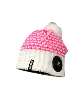 Stained Pompom Beanie white-pink